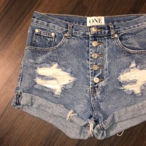 ONE by One Teaspoon Cut-off High Rise Jean Shorts